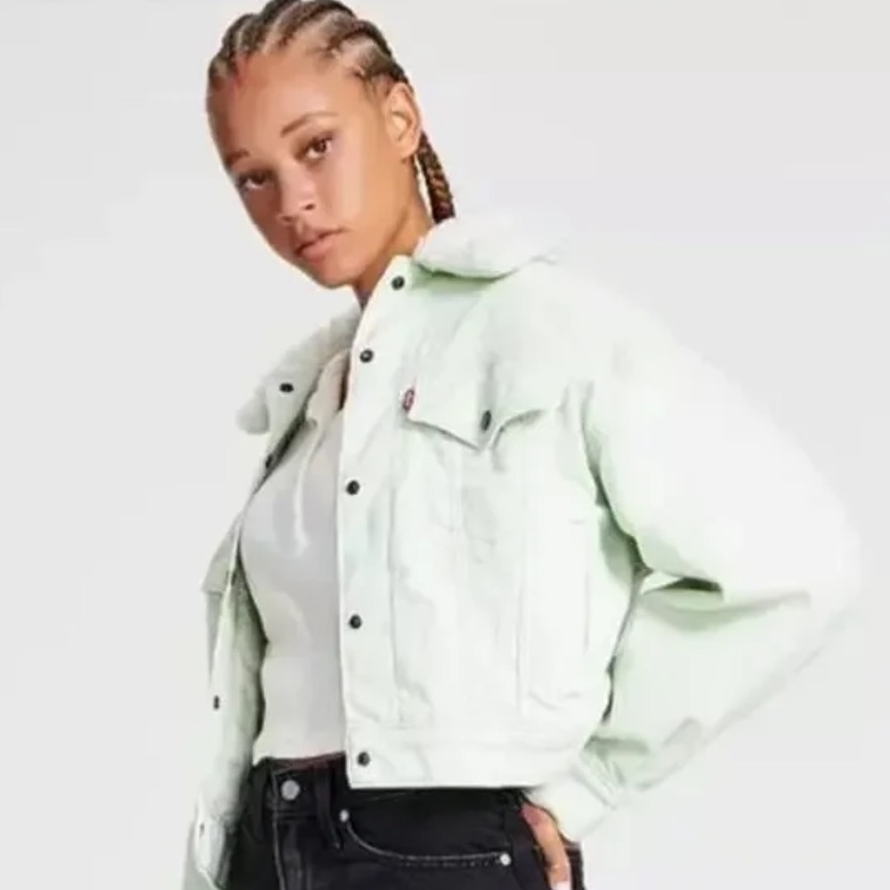 Levi's Light mint green  Sherpa Collar Jacket
